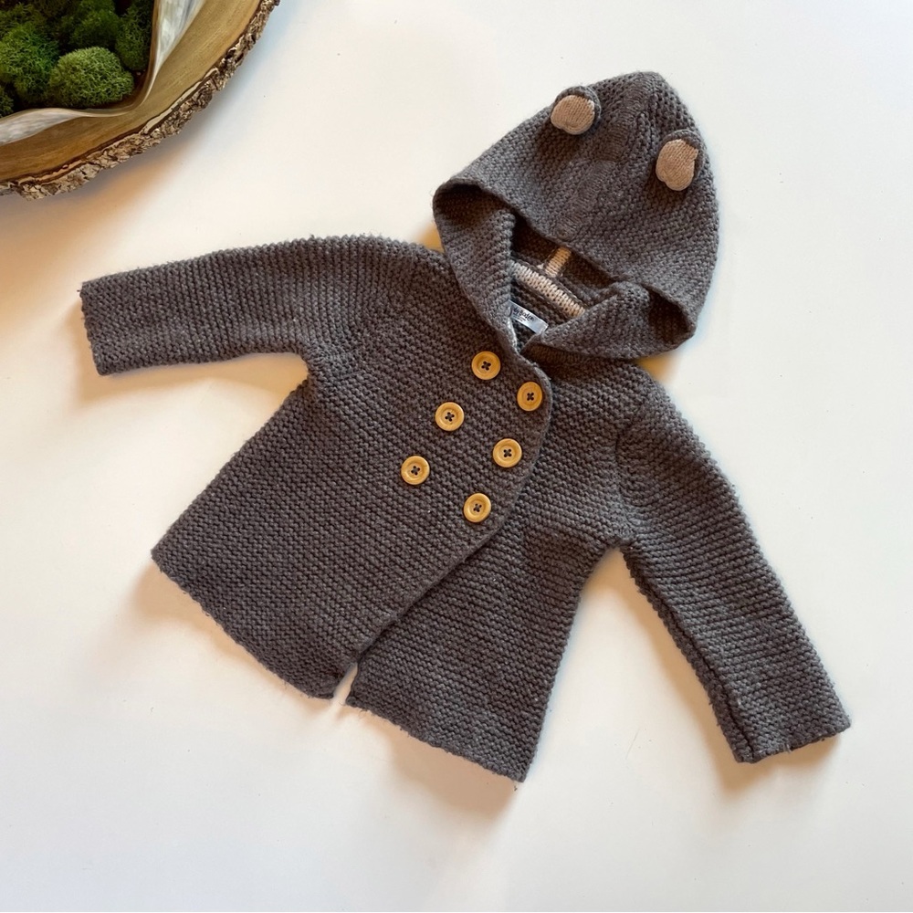 Baby Boden Wool/Cashmere / Viscose Blend Hooded Bear Sweater Jacket | 6-12m